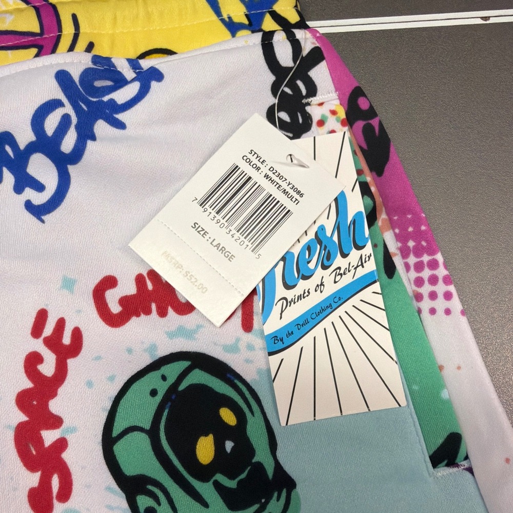 Fresh Prints Of Bel-Air Drill Clothing Co Men's Large Graffiti Emoji Shorts NWT - Picture 5 of 7